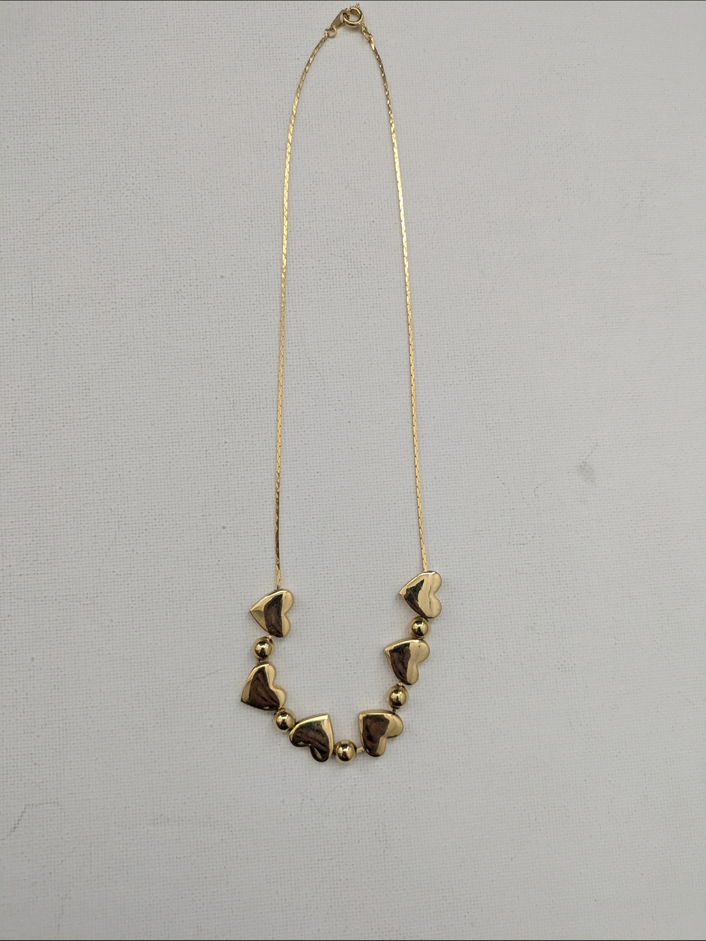 Vintage Gold Plated Heart Bead Necklace - Elegant Women’s Jewelry